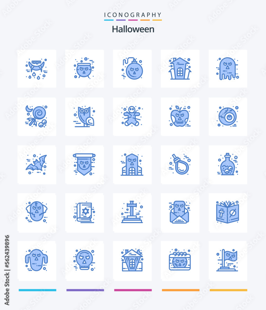 Creative Halloween 25 Blue icon pack  Such As face. house holiday. bomb. halloween. castle