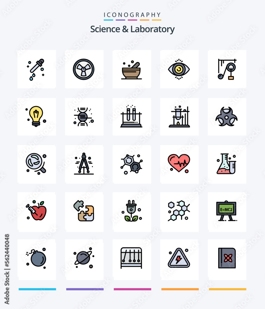 Creative Science 25 Line FIlled icon pack  Such As idea. science machine. science. science. device