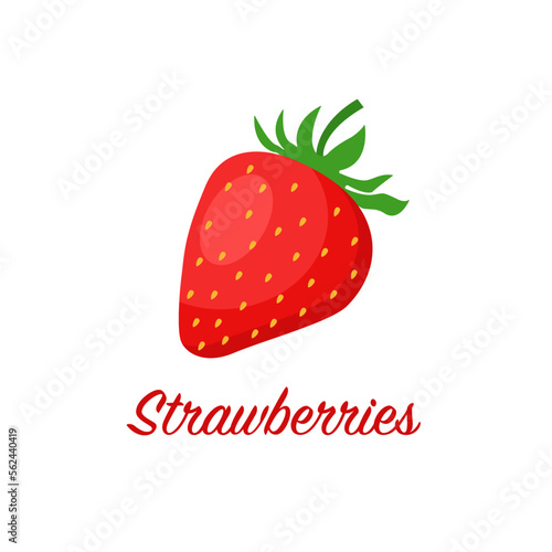 Inscription and strawberry. Vector graphics