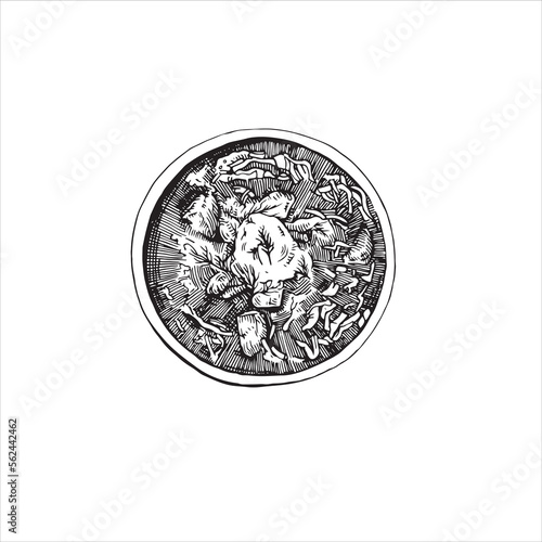 National Ukrainian cuisine, borscht, sketch vector, isolate on white.