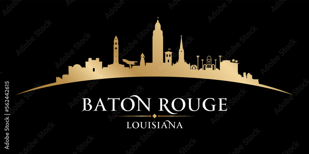 Baton Rouge Louisiana city silhouette black background