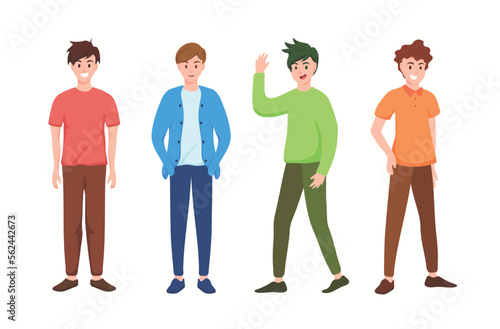 Handsome man in cartoon character,acting with happy feeling
