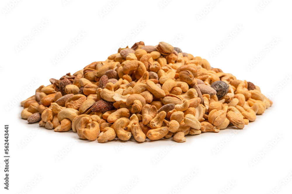 A group of almonds, pistachios, walnuts, macadamia, cashews. A group of almonds, pistachios, walnuts, macadamia, cashews.