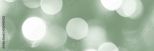 Blurred lights  green background  banner texture. Abstract bokeh with soft light header. Wide screen wallpaper. Panoramic web banner with copy space for design