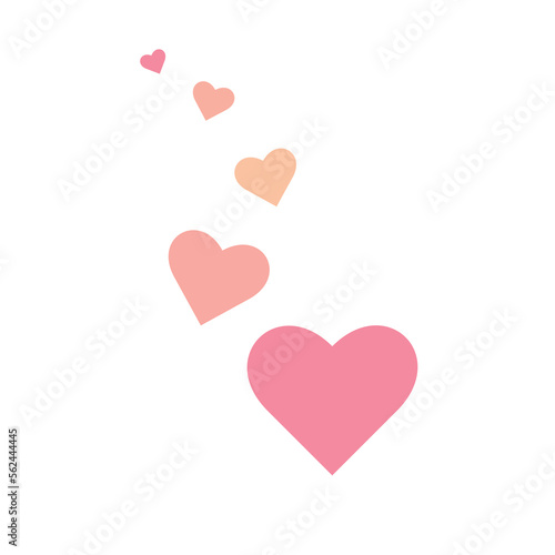 Five pink hearts on a white background made of vector