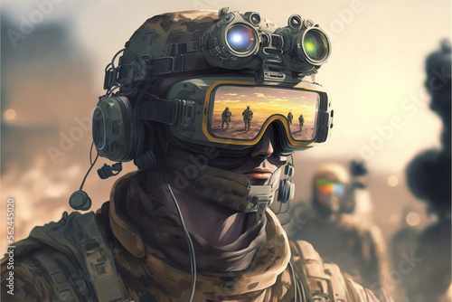 revolutionary augmented reality (AR) system for military training and operations. This cutting-edge technology will provide soldiers with enhanced situational awareness generative ai photo