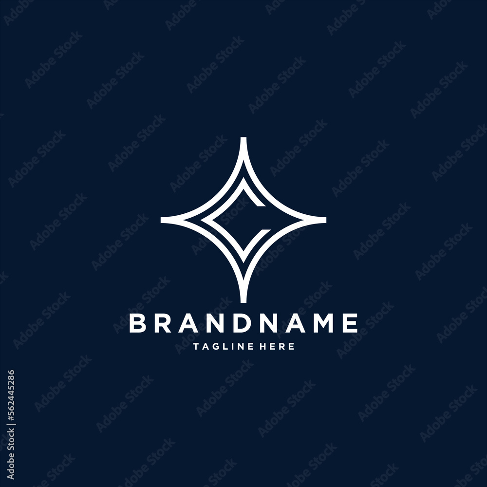 Abstract initial letter C star shape logo design template Abstract initial letter C star shape logo design template