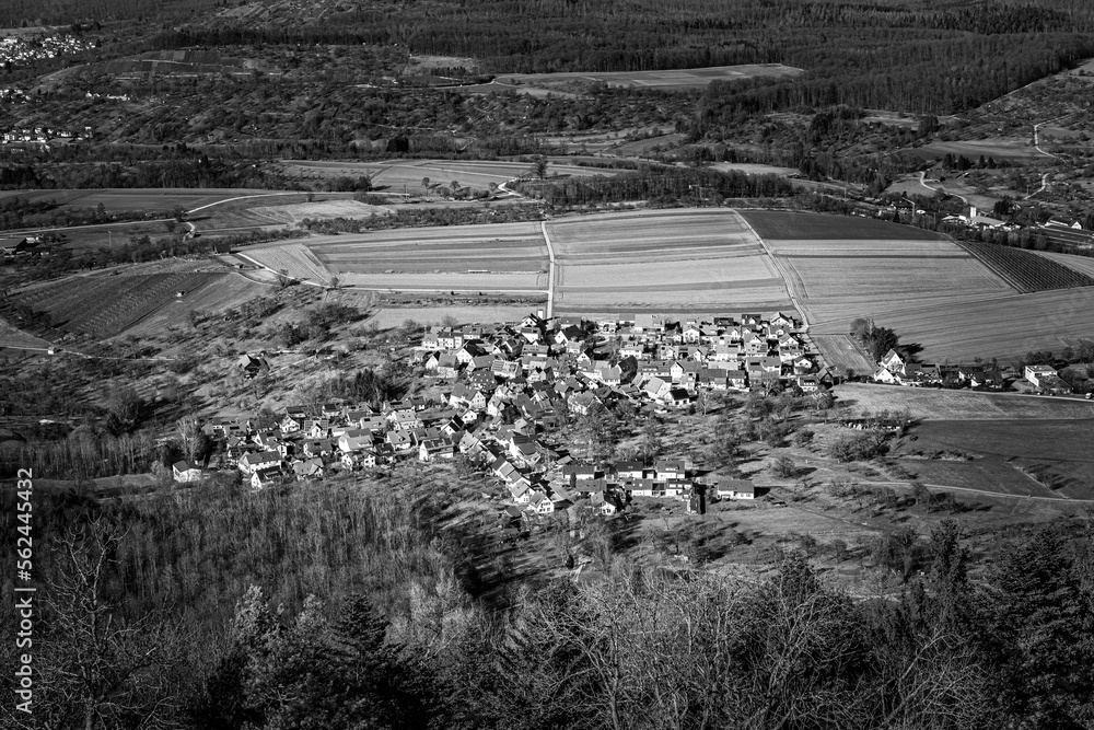 Little village in the middle of the countryside (b/w)