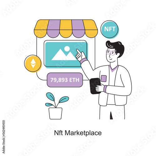 NFT Marketplace Flat Style Design Vector illustration. Stock illustration