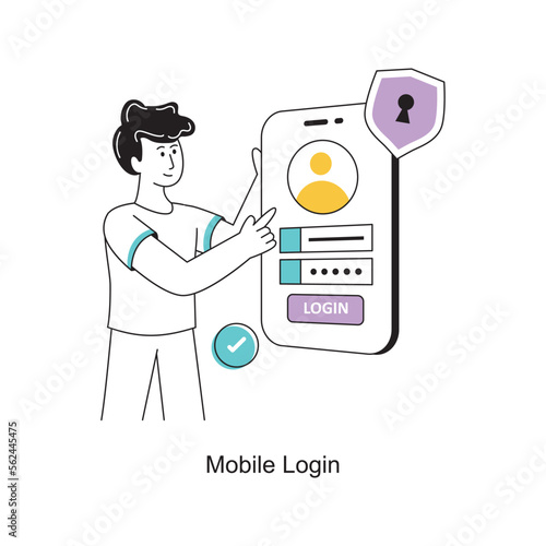 Mobile Login  Flat Style Design Vector illustration. Stock illustration