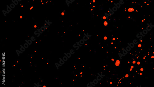red liquid splashes, swirl and waves with scatter drops. Royalty high-quality free stock of paint, oil or ink splashing dynamic motion, design elements for advertising isolated on black background