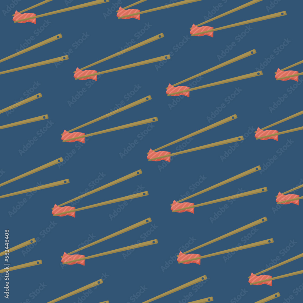 Seamless pattern with chopsticks with salmon. Asian food illustration Seamless pattern with chopsticks with salmon. Asian food illustration