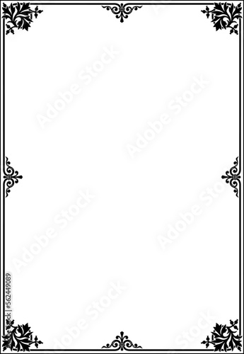 Decorative rectangular black framework. Page decoration. A3, A4 page size.