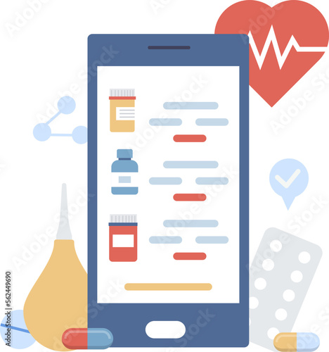 Online pharmacy flat icon Buying medicines by phone Internet shopping