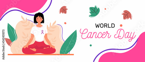 World cancer awareness month horizontal banner template design.
