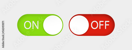 Toggle switch buttons isolated on white background. Vector 3D illustration