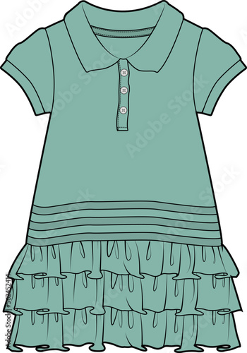 KID GIRLS WEAR FRILL DRESS VECTOR