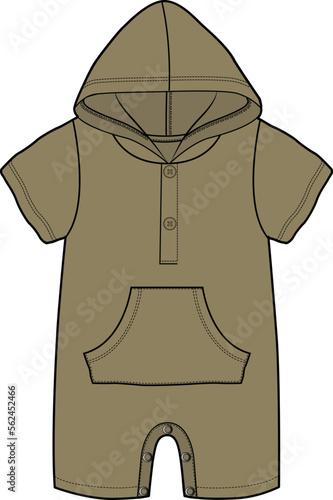 KIDS WEAR ROMPER BODYSUIT WITH HOOD VECTOR