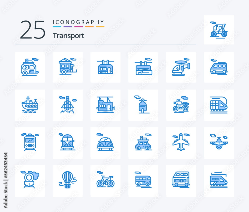 Transport 25 Blue Color icon pack including transport. ship. travel. van. bus