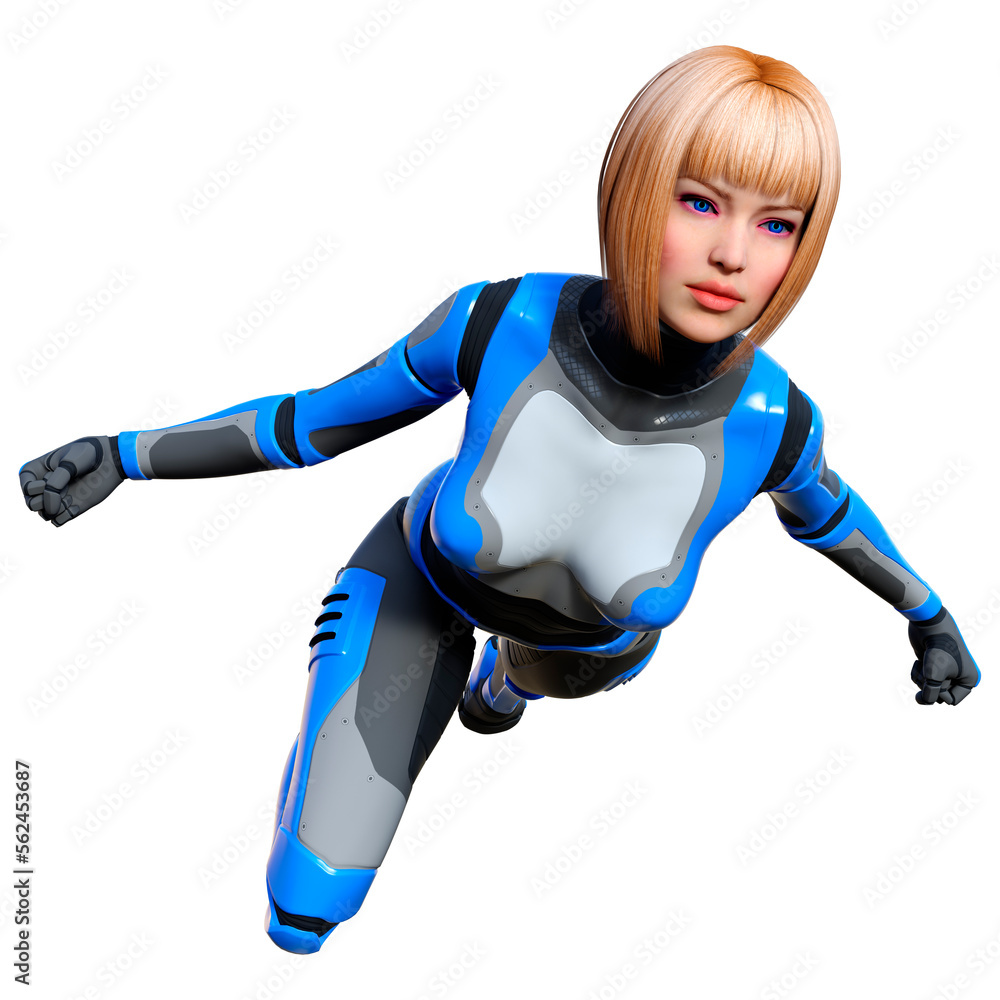 3D Rendering Female Robot on White 3D Rendering Female Robot on White