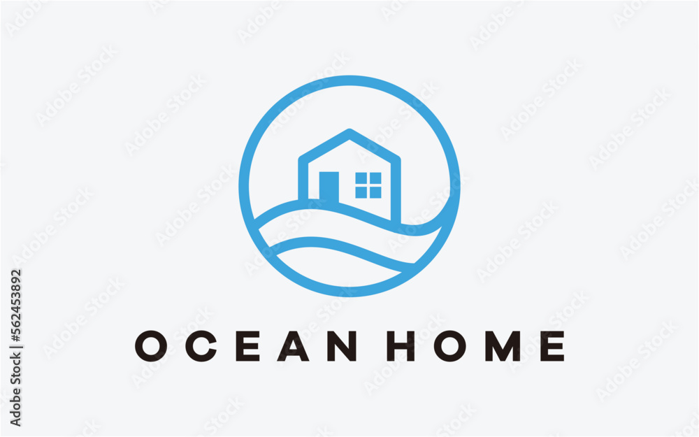 logo design ocean and home line modern technology logo design ocean and home line modern technology