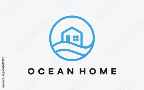 logo design ocean and home line modern technology
