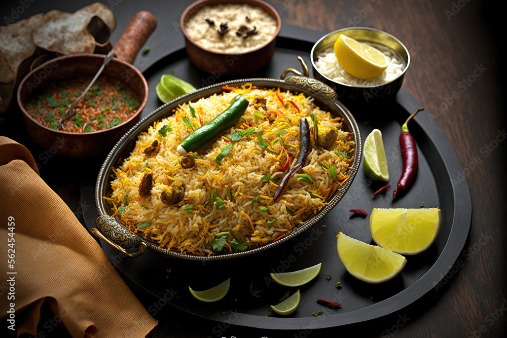 Veggie pulav or biryani, Fried rice from India. Generative AI Stock ...