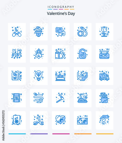 Creative Valentines Day 25 Blue icon pack Such As rose. wedding. romance. ring. engagement