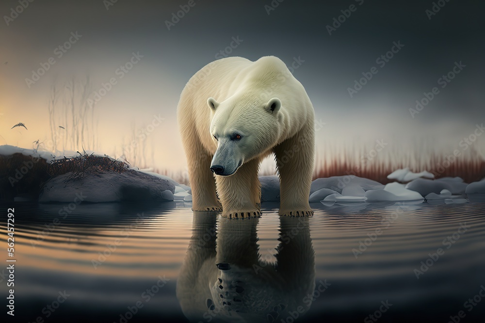 Polar Bear Stock Photo, Wildlife Photography, Generative Ai
