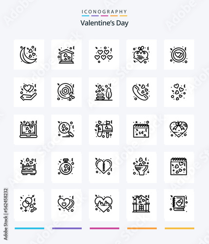Creative Valentines Day 25 OutLine icon pack Such As protect. heart. love. circle. letter