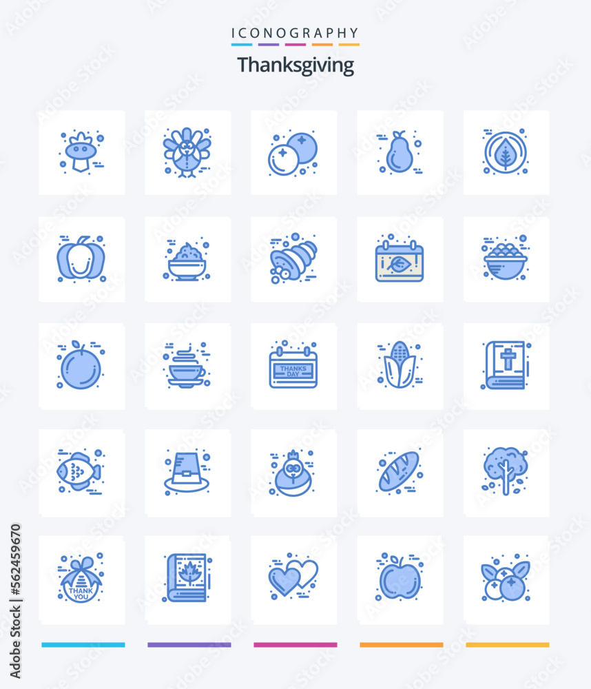 Creative Thanksgiving 25 Blue icon pack  Such As leaf. candle. berry. thanksgiving. fruit