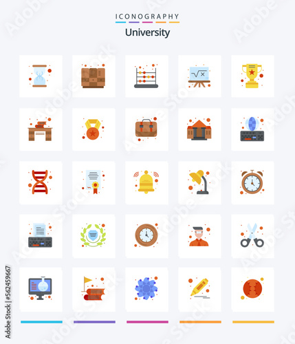 Creative University 25 Flat icon pack Such As reward. formula. abacus. education. math