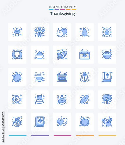 Creative Thanksgiving 25 Blue icon pack Such As leaf. candle. berry. thanksgiving. fruit