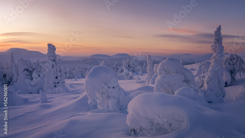 Winter landscapes on the Main Ural Ridge, Russia January © 7ynp100