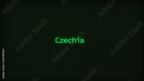Retro Computer Coding Text Animation Typing Czechia, CRT Monitor Style