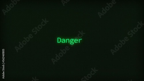 Retro Computer Coding Text Animation Typing Danger, CRT Monitor Style
