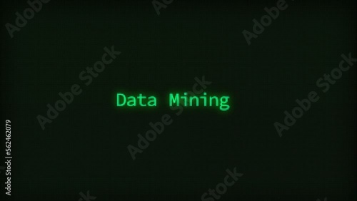 Retro Computer Coding Text Animation Typing Data Mining, CRT Monitor Style