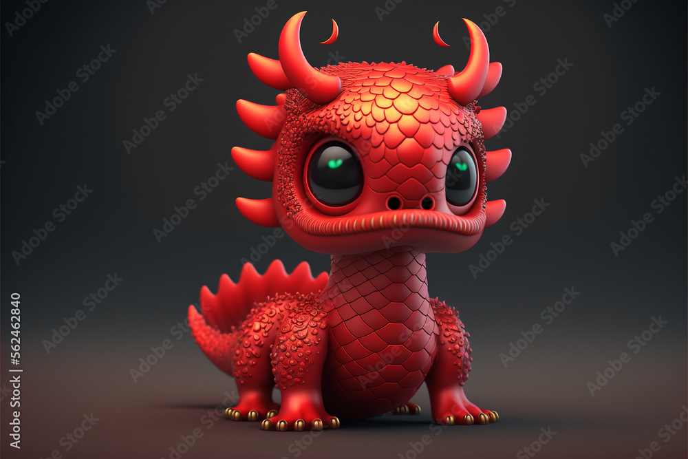 Cute Dragon for Chinese Lunar New Year Celebration Generative AI