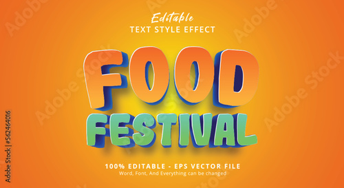 Editable text effect, Food Festival text on bold cartoon style effect