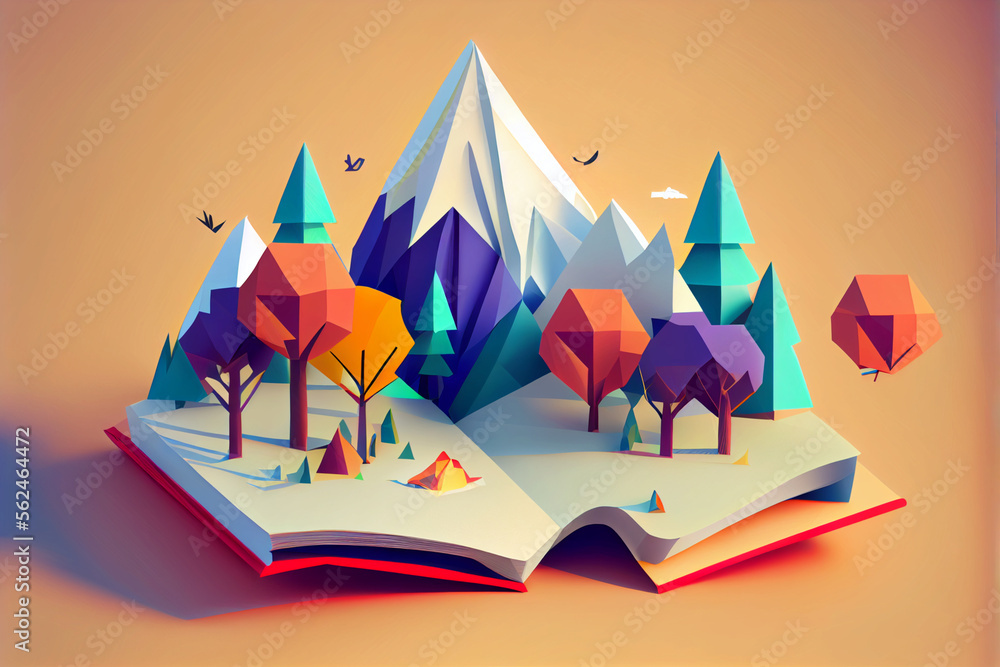 Low poly story book