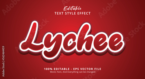 Editable text effect, Lychee text on lettering style