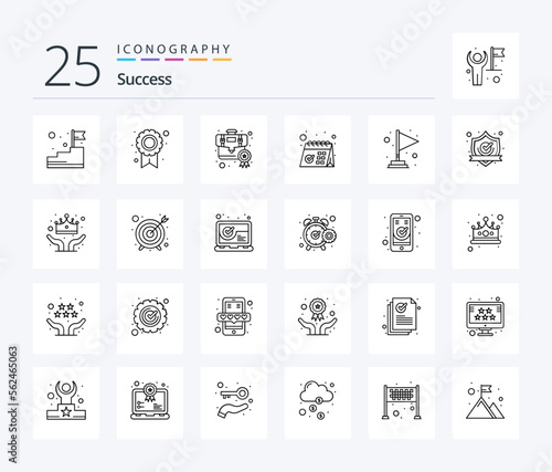Sucess 25 Line icon pack including office. checked. social. calendar. medal © Muhammad