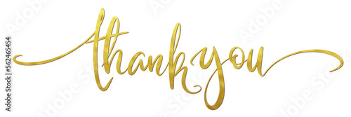 Thank you hand writen text with golden ink