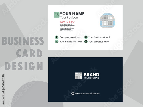Modern Business Card - Creative and Clean Business Card Template Layout with Blue, Black and White