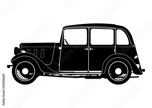 Silhouette of a vintage car. Easy to use vector.