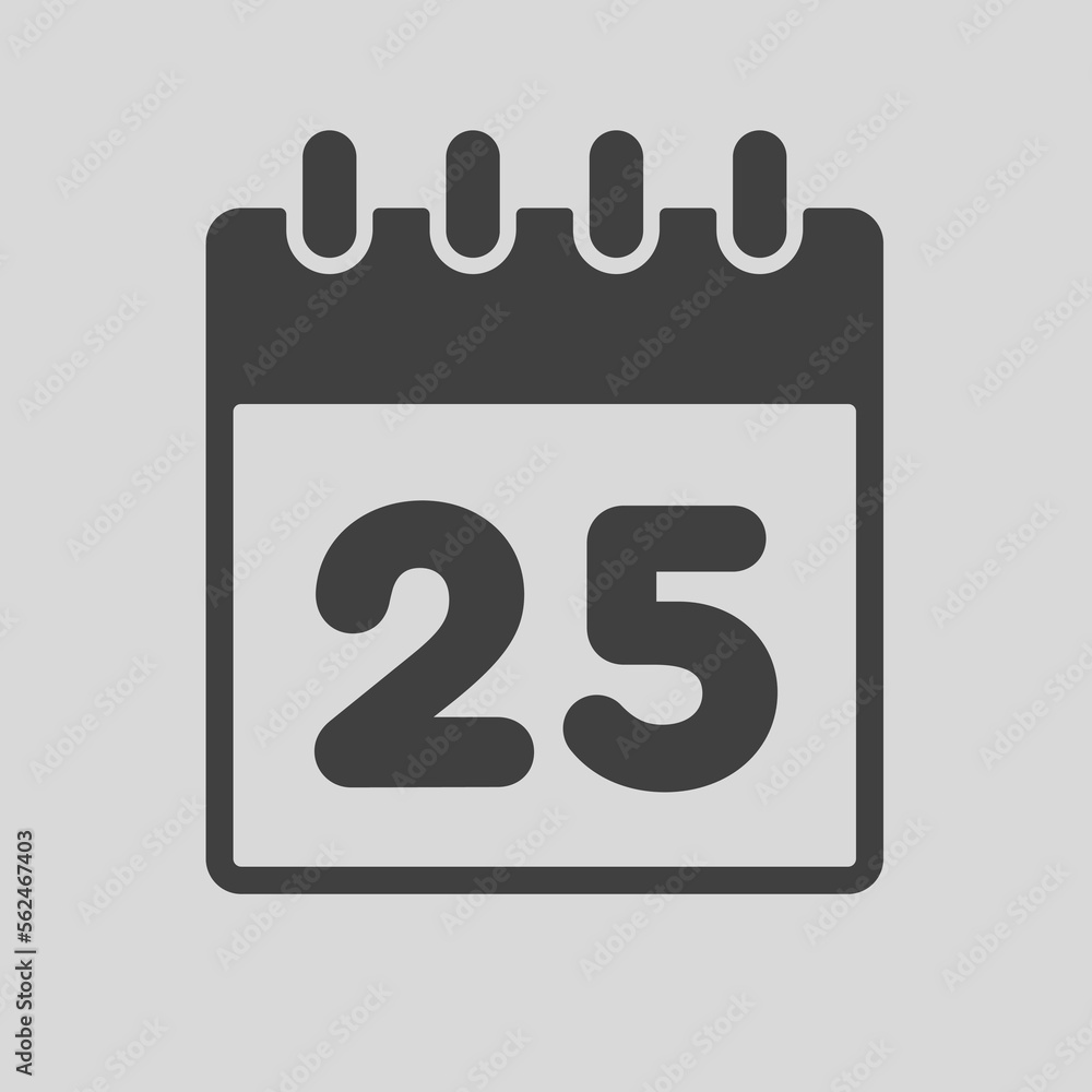 Icon page calendar day - number 25 Icon page calendar day - number 25