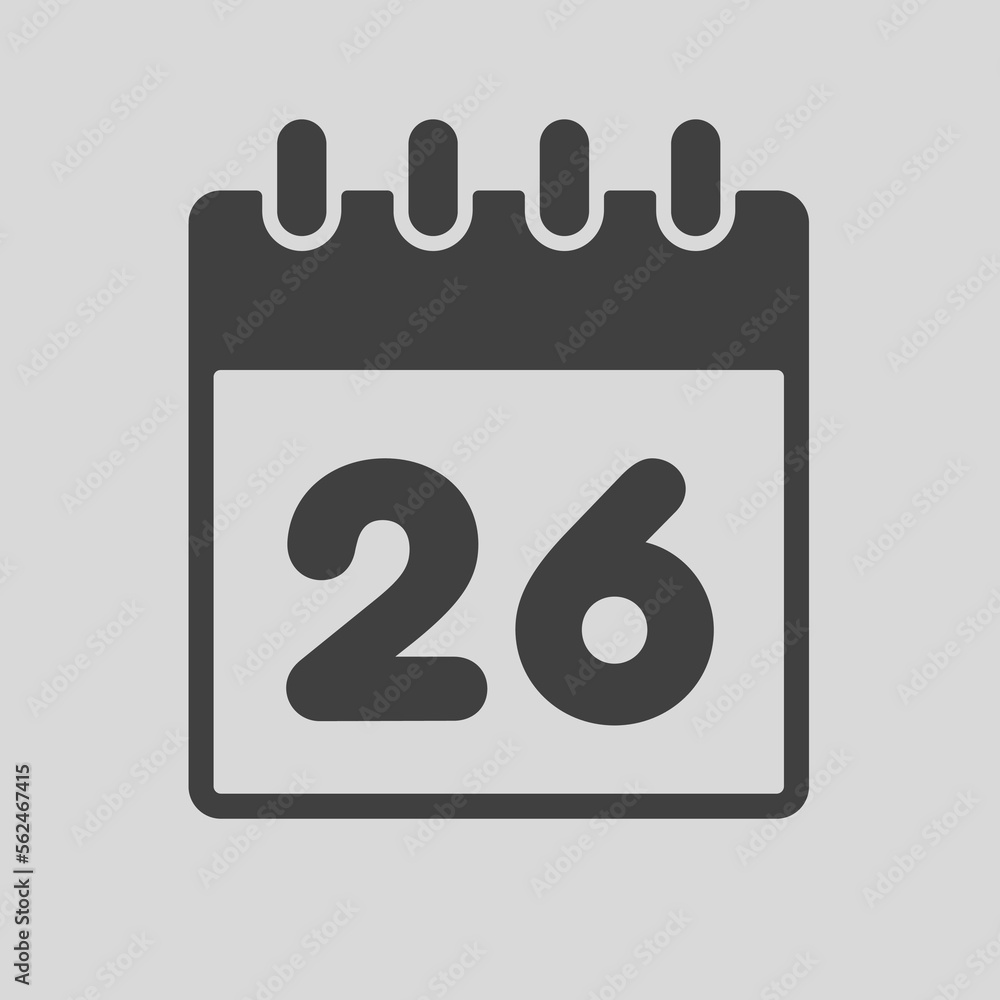 Icon page calendar day - number 26 Icon page calendar day - number 26