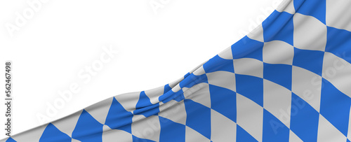 Highly detailed flag of Bavaria waving in the wind. Light blue sky is shining through the fabric texture.