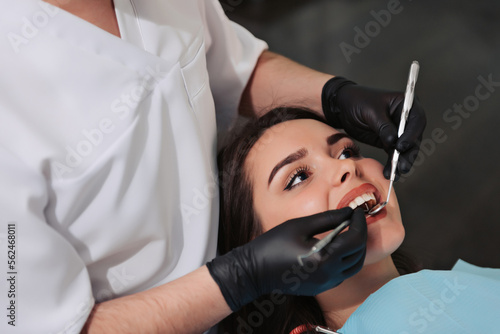 Close-up of a teeth treatment at the dentistry