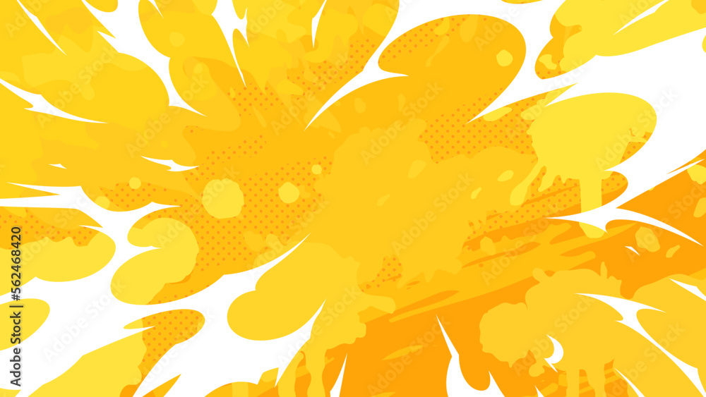 Fototapeta premium アニメ風_破裂っぽい爆発のエフェクトの背景_黄色_16:9